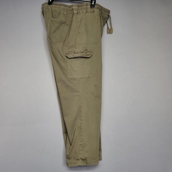 Sandpiper Pants Womens 22W Green Cargo Elastic Waist Drawstring Cotton Utility - Picture 2 of 16